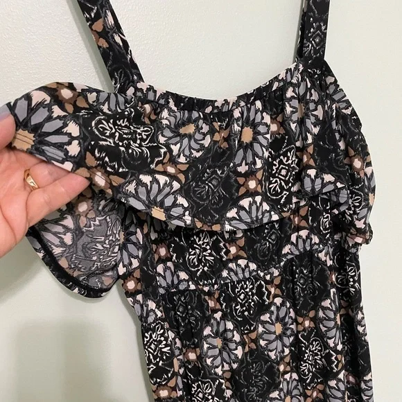 NY Collection maxi dress size Medium 5 inch ruffle around top - Picture 4 of 8